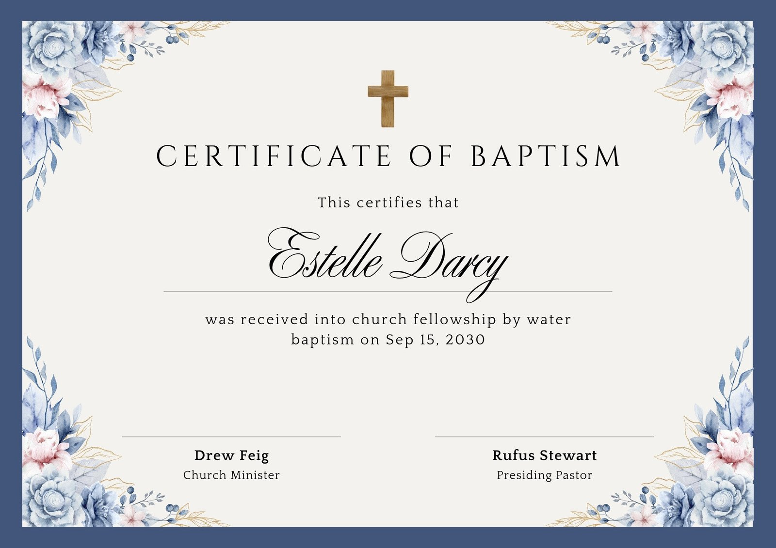 Free Custom Printable Baptismal Certificate Templates | Canva intended for Free Printable Baptism Certificate Template
