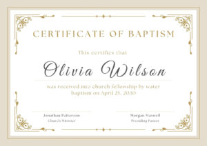 Free Custom Printable Baptismal Certificate Templates | Canva pertaining to FREE Printable Baptism Certificates Templates