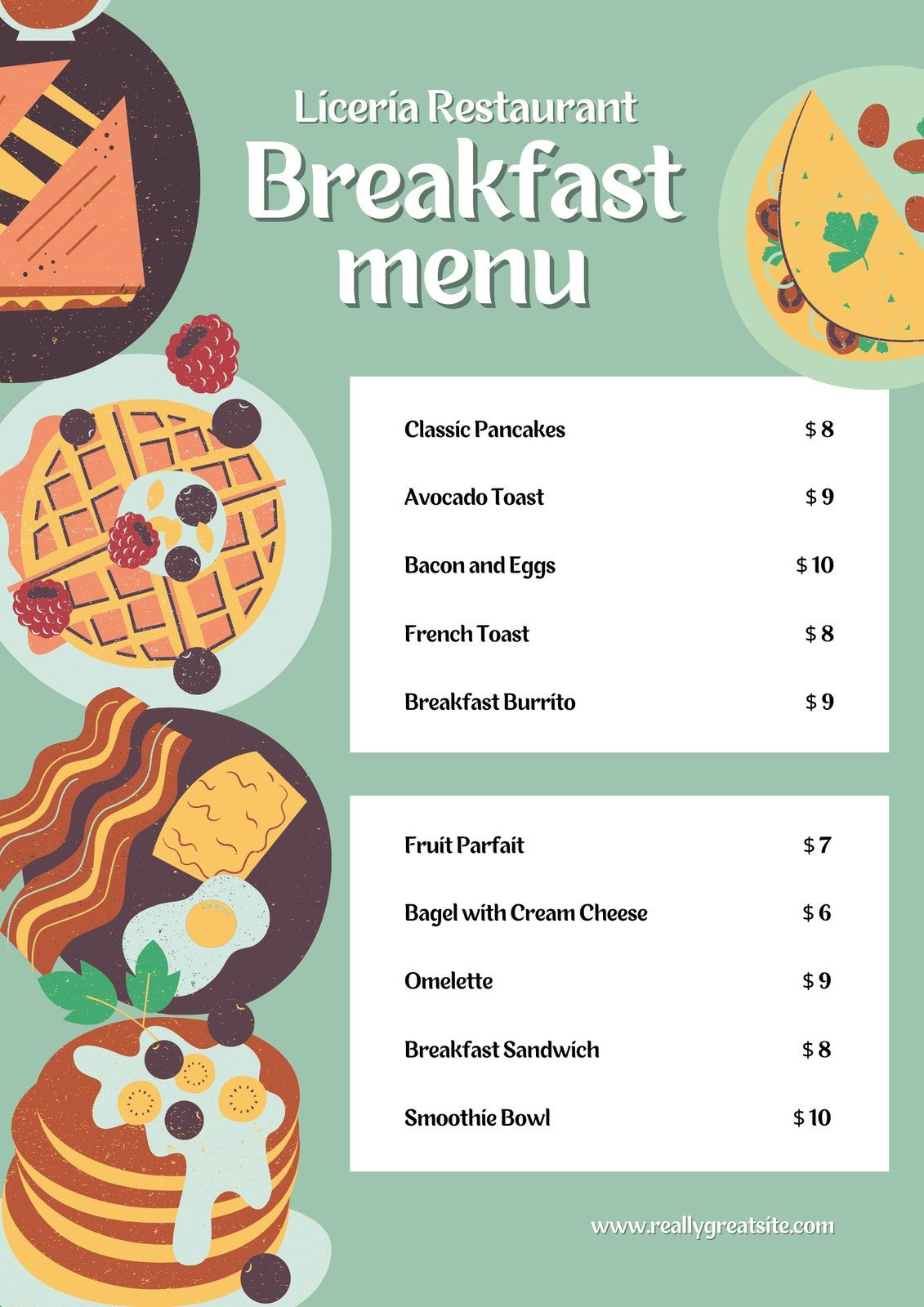 Free, Custom Printable Breakfast Menu Templates | Canva inside FREE Printable Breakfast Menu Template