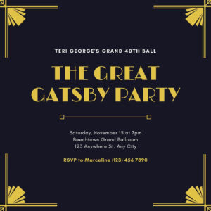 Free Custom Printable Great Gatsby Invitation Templates | Canva with regard to Free Printable Blank Great Gatsby Invitation Template