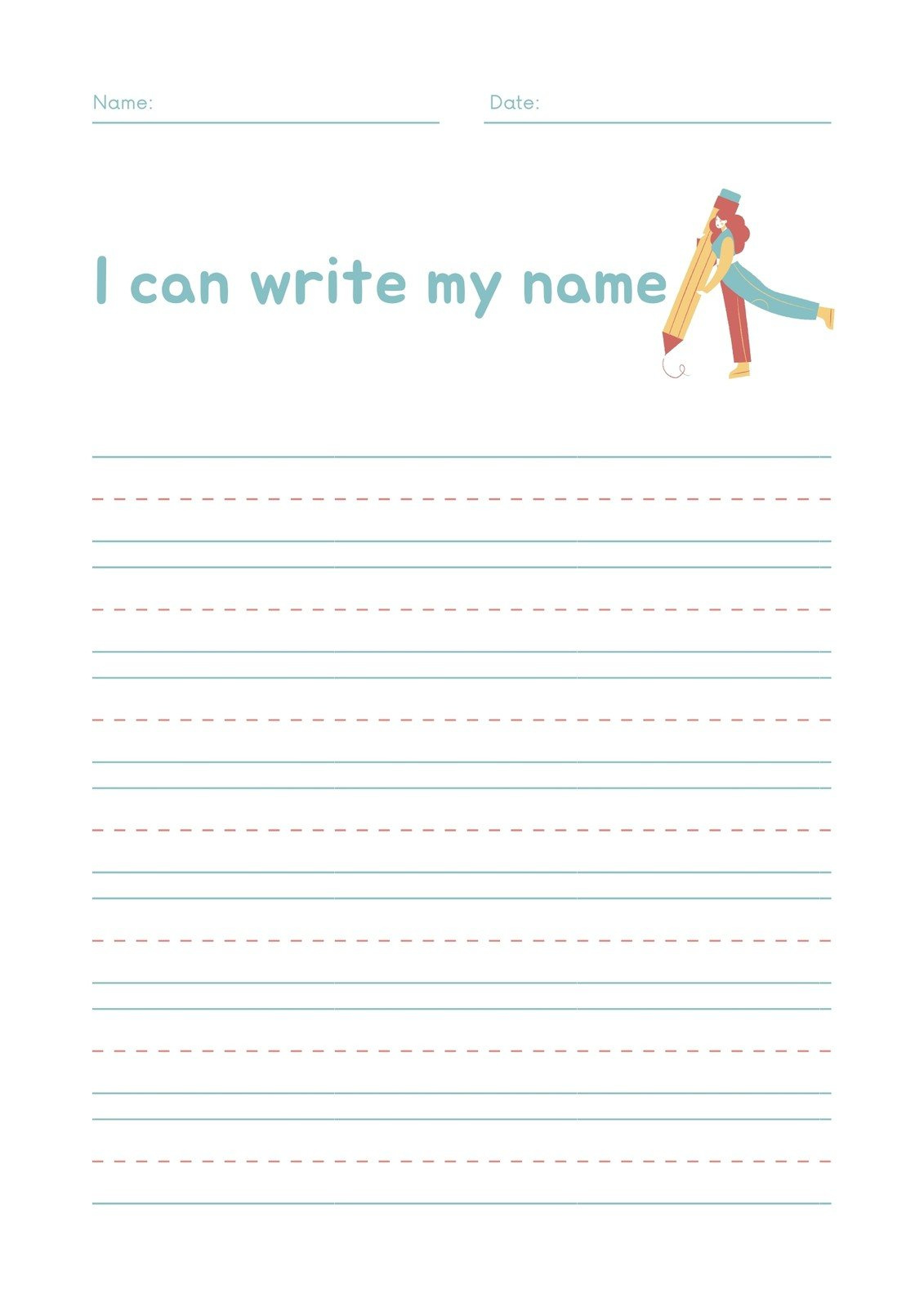 Free Custom Printable Handwriting Worksheet Templates | Canva within FREE Printable Blank Handwriting Worksheets For Kindergarten