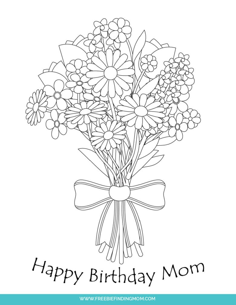 Free Cute Happy Birthday Mom Shapes Coloring Pages Printable inside Free Printable Birthday Cards For Mom From Son