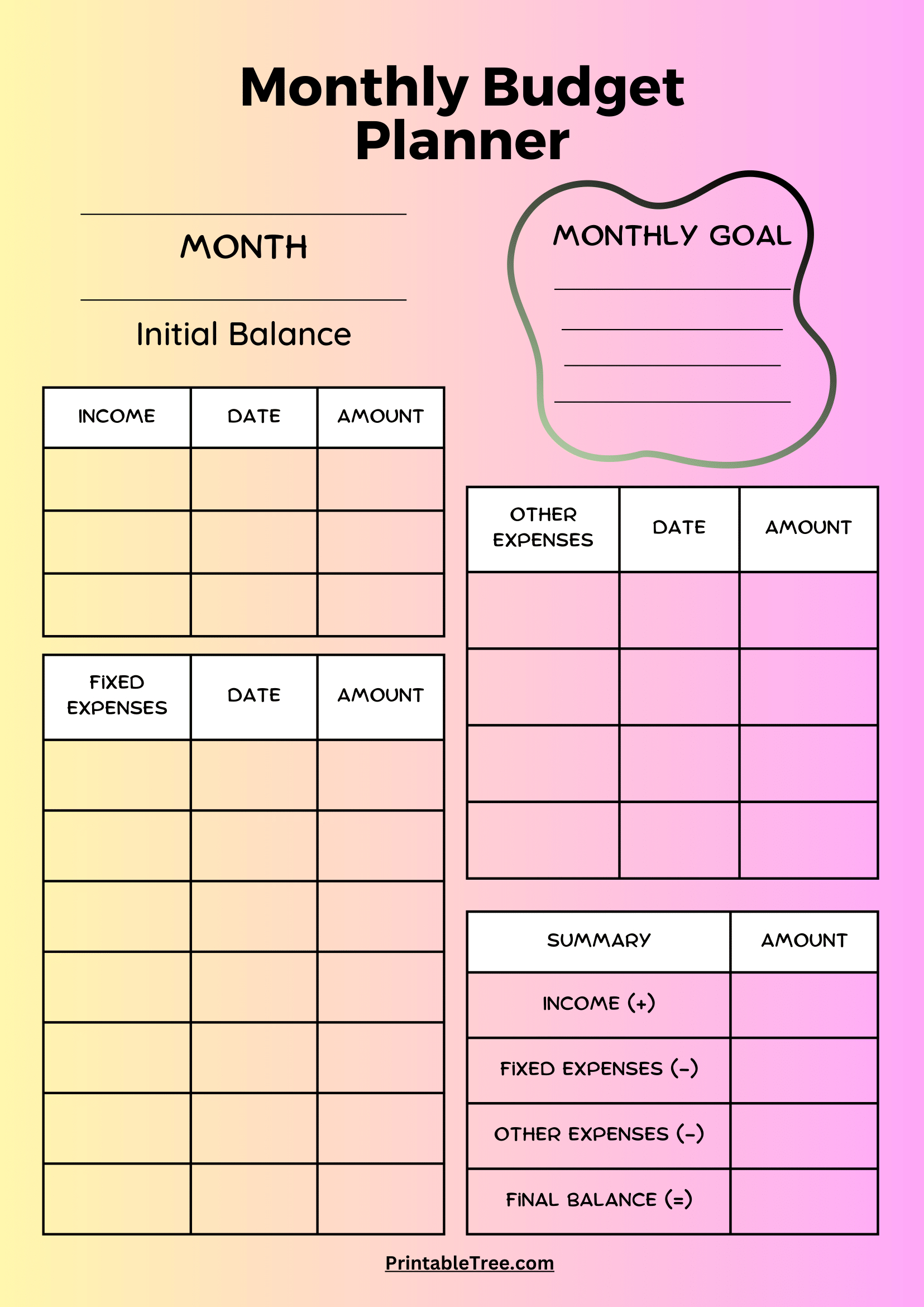 Free Download Printable Monthly Budget Planner Pdf Templates inside FREE Printable Budget Planner Template