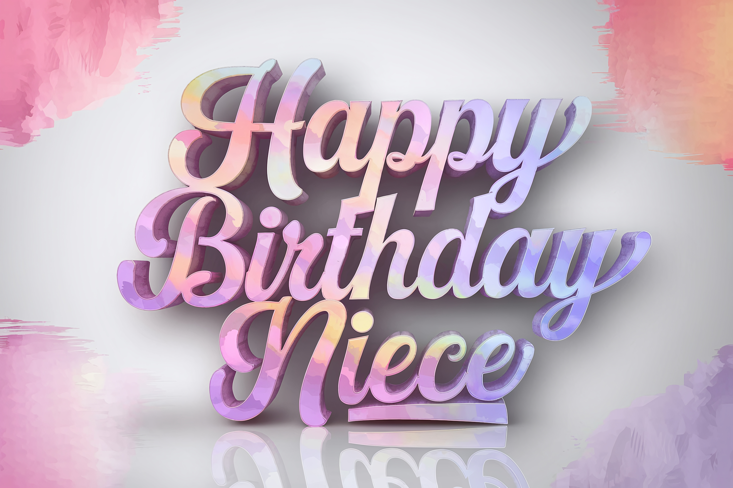 Free Download Watercolor Happy Birthday Niece Text throughout FREE Printable Birthday Cards For Niece