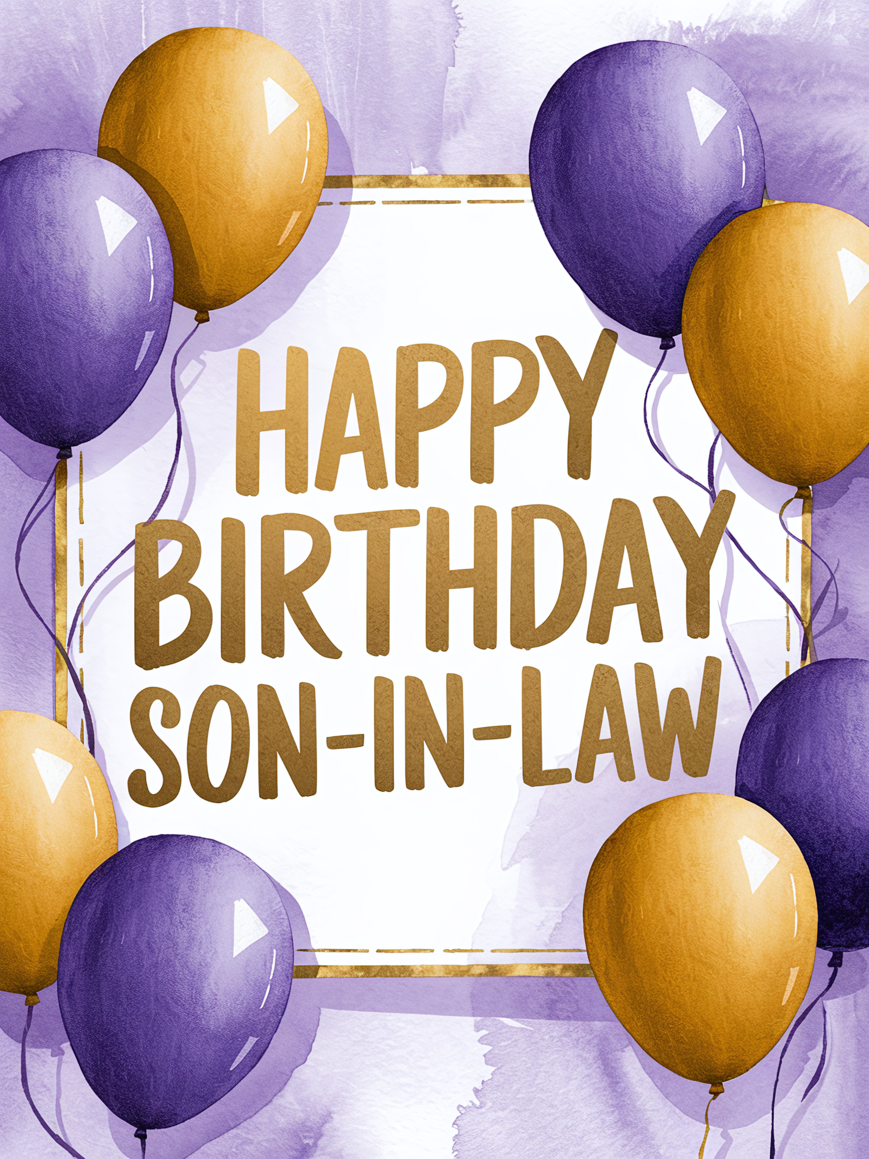 Free Download Watercolor Happy Birthday Son-In-Law Card With Balloons with regard to Free Printable Birthday Cards For Son In Law