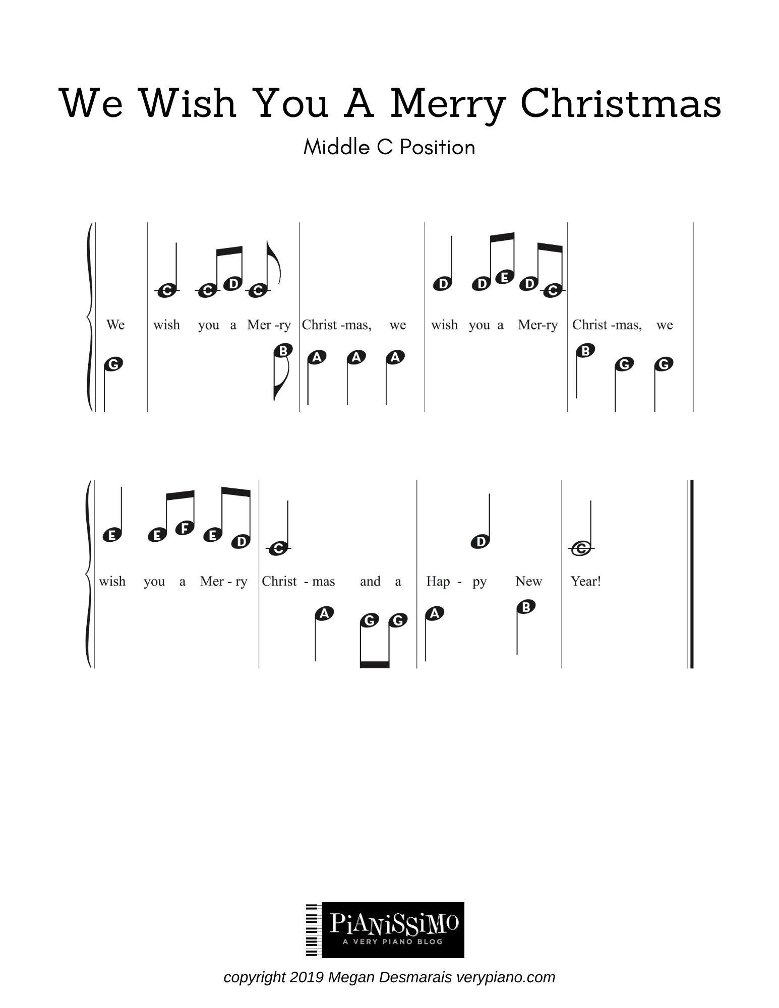 Free Easy Piano Sheet Music: We Wish You A Merry Christmas | Very within Free Printable Beginner Christmas Piano Sheet Music