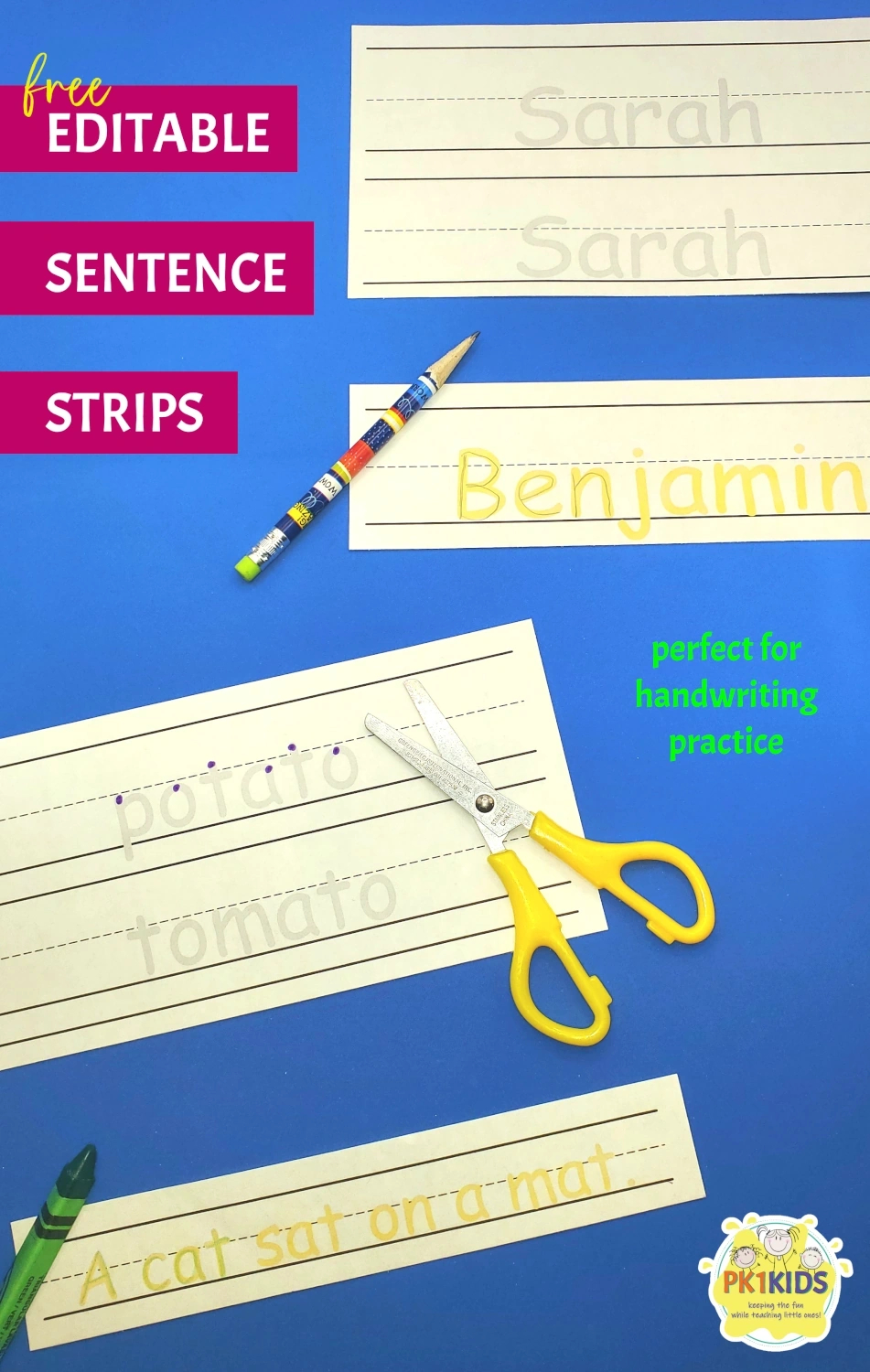 Free Editable Handwriting Sentence Strips - Pk1Kids throughout Free Printable Blank Sentence Strips