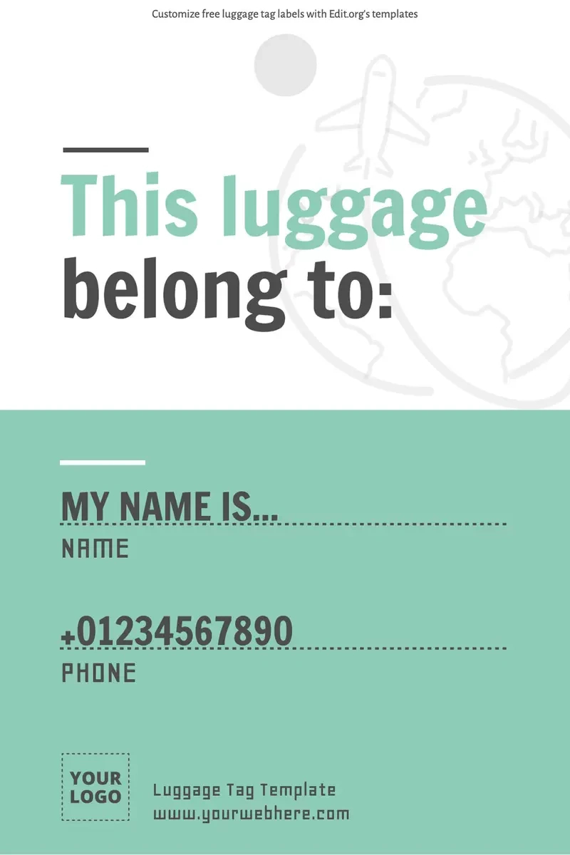 Free Editable Luggage Tag Templates intended for FREE Printable Blank Luggage Tag Template