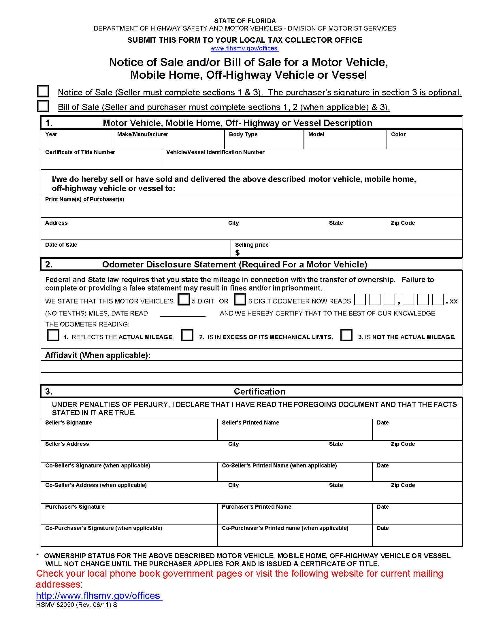Free Florida Bill Of Sale Forms | Pdf intended for FREE Printable Bill of Sale Florida