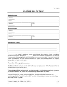 Free Florida Bill Of Sale Forms | Printable Pdf &amp; Word with FREE Printable Bill of Sale For Car Florida