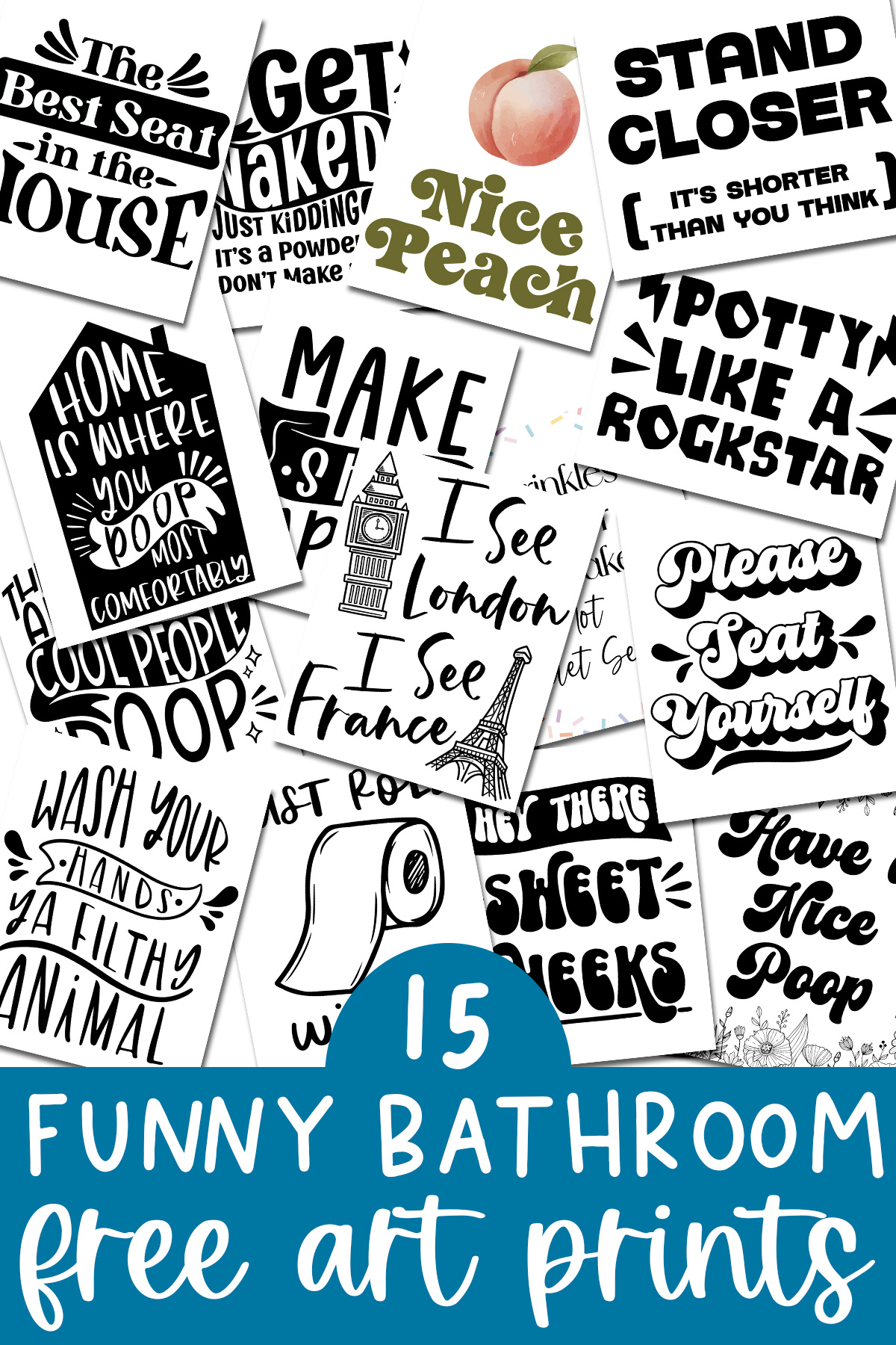 Free Funny Printable Bathroom Signs: 15 Wall Art Options with FREE Printable Bathroom Signs Funny