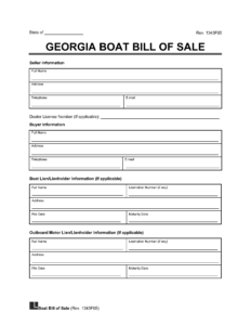 Free Georgia Boat Bill Of Sale Template | Pdf &amp; Word regarding Free Printable Boat Bill Of Sale Georgia