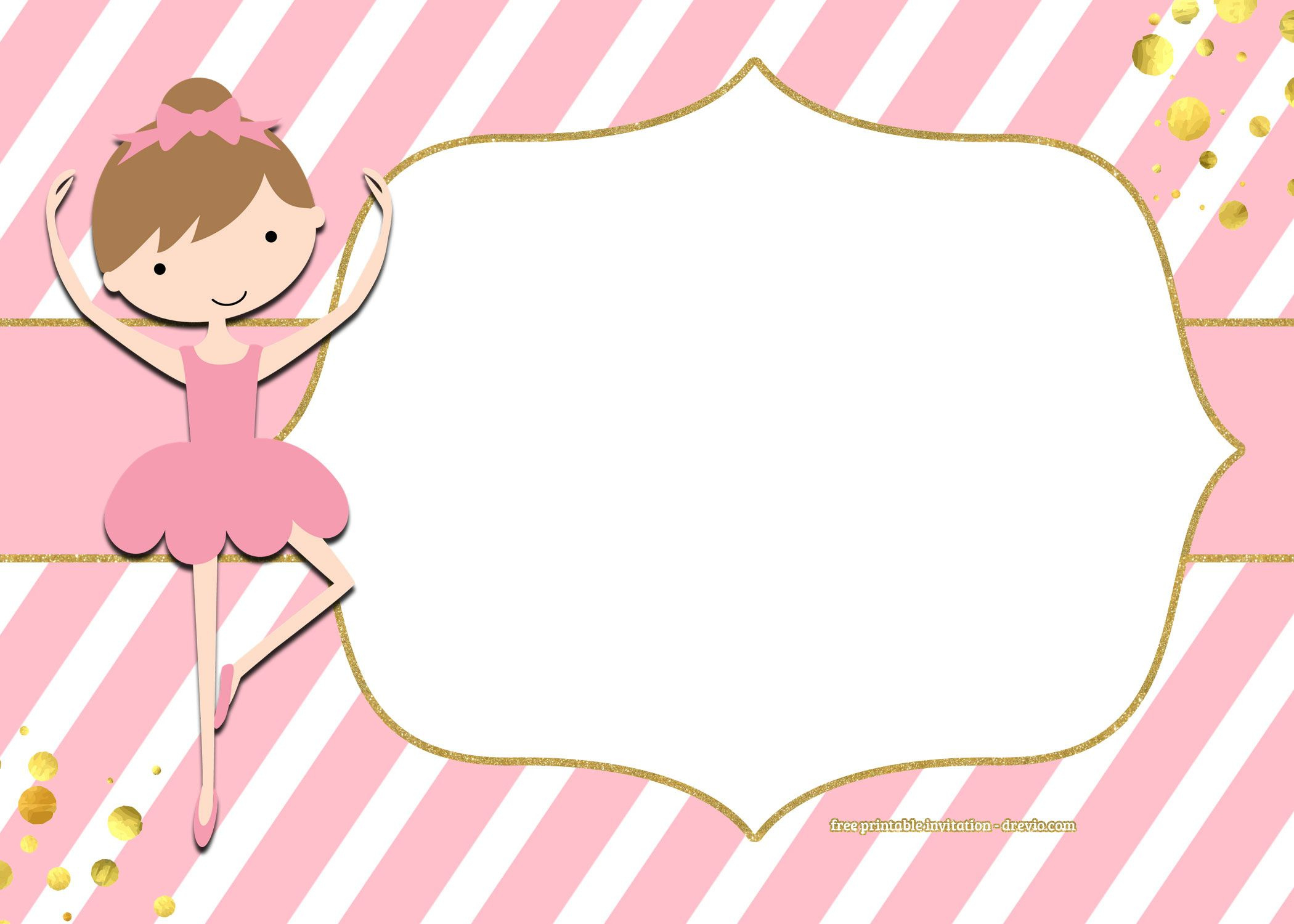 Free Golden Ballerina Birthday Invitation Templates inside FREE Printable Ballerina Birthday Invitations