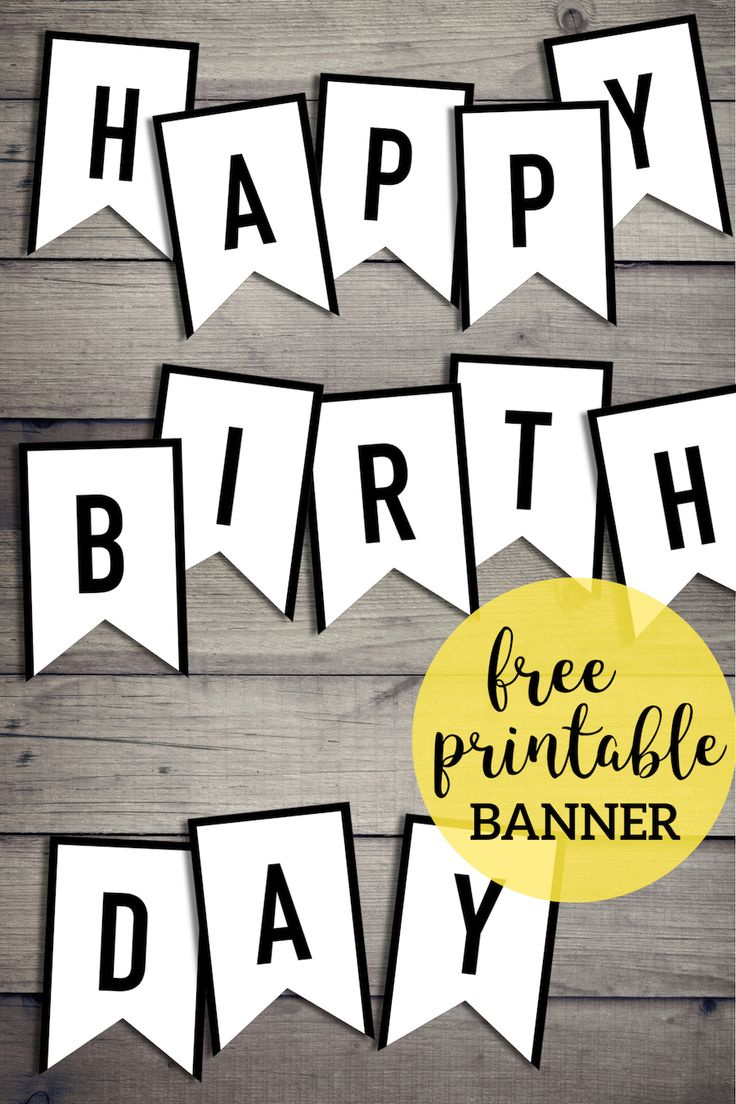 Free Happy Birthday Banner Printable Sign - Paper Trail Design with FREE Printable Birthday Banner Black and White