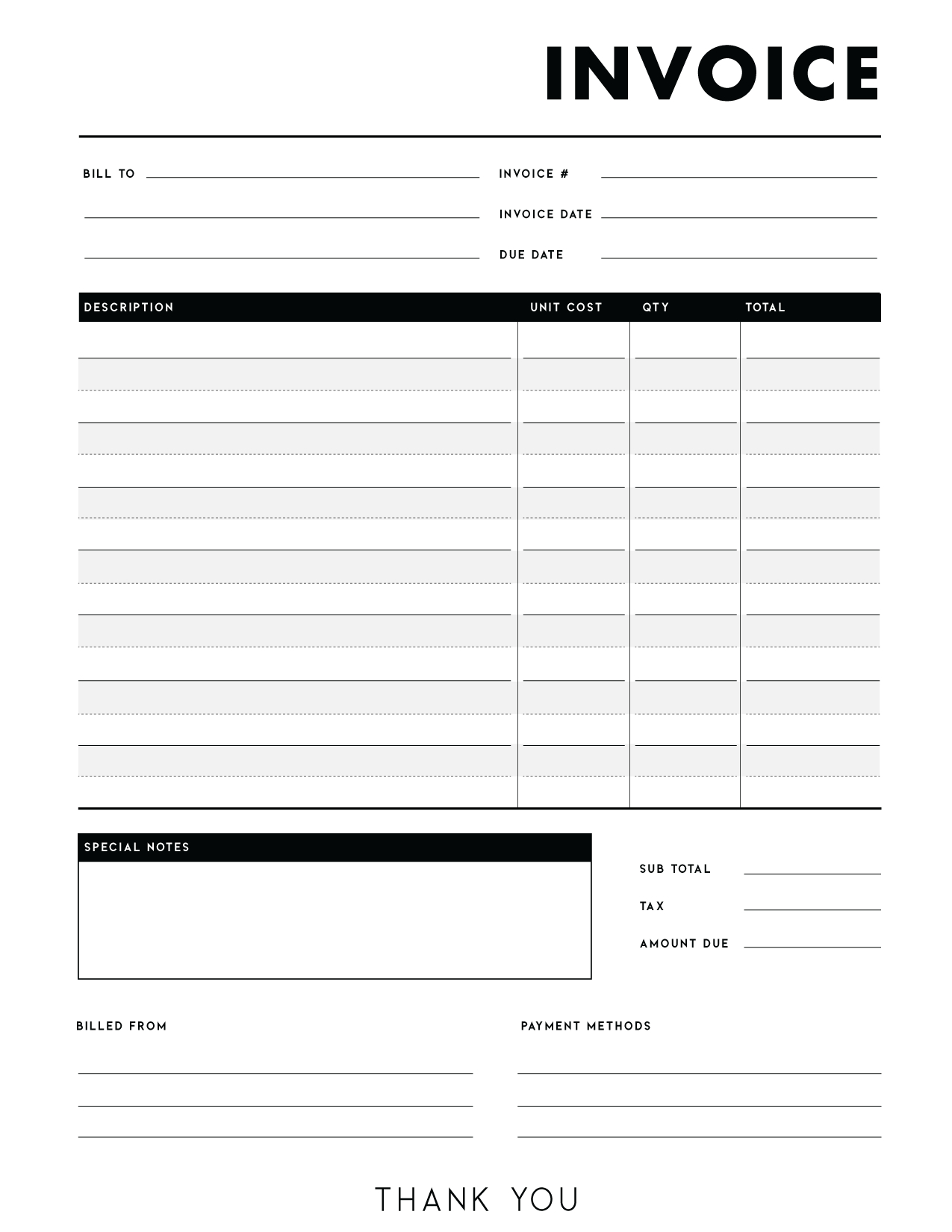 Free Invoice Templates Pdf - World Of Printables intended for FREE Printable Blank Invoice Template