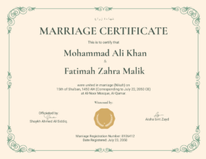 Free Islamic Marriage Certificate Template To Edit Online inside FREE Printable Blank Islamic Marriage Certificate