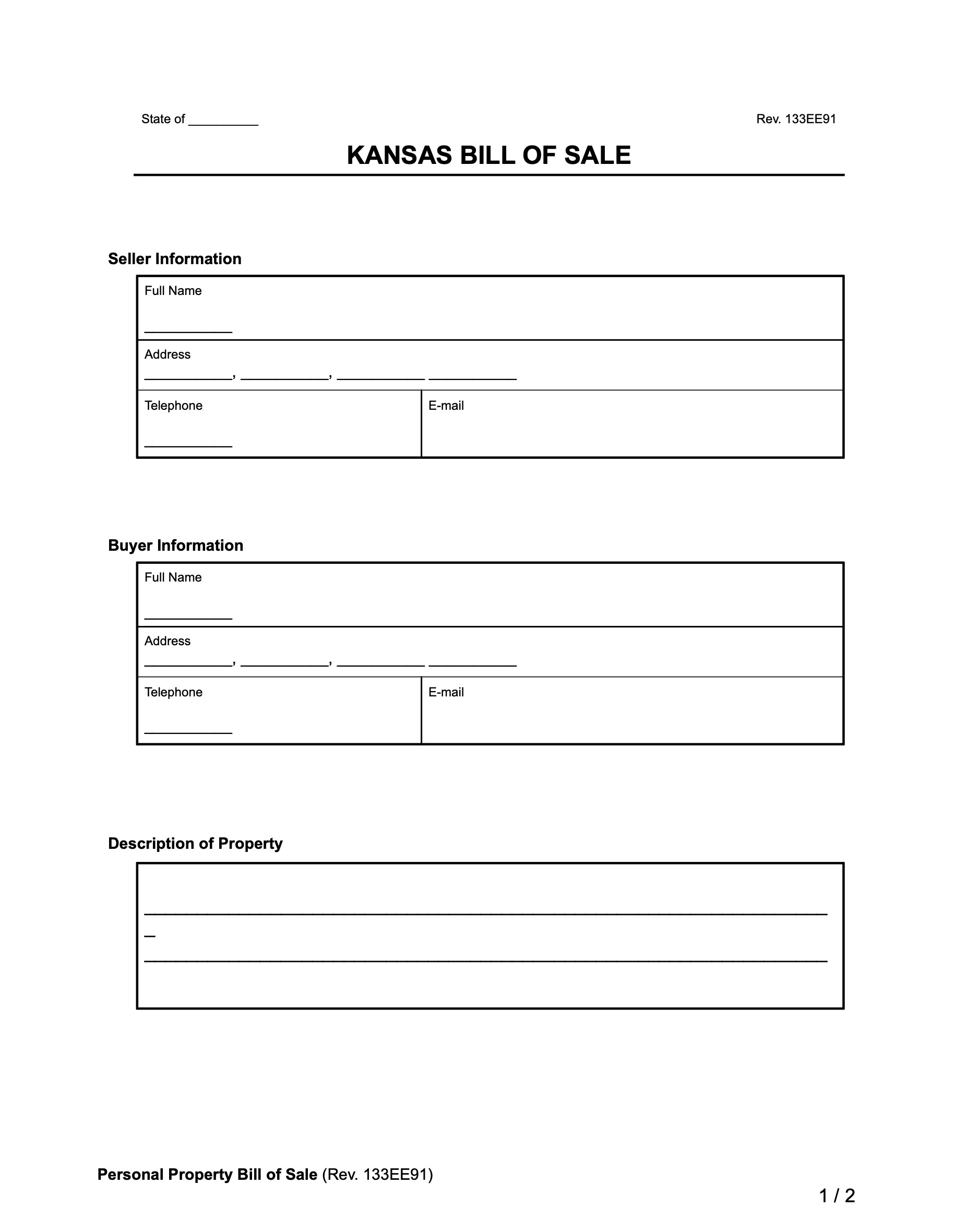 Free Kansas Bill Of Sale Forms - Pdf &amp;amp; Word | Legal Templates regarding Free Printable Bill Of Sale Kansas