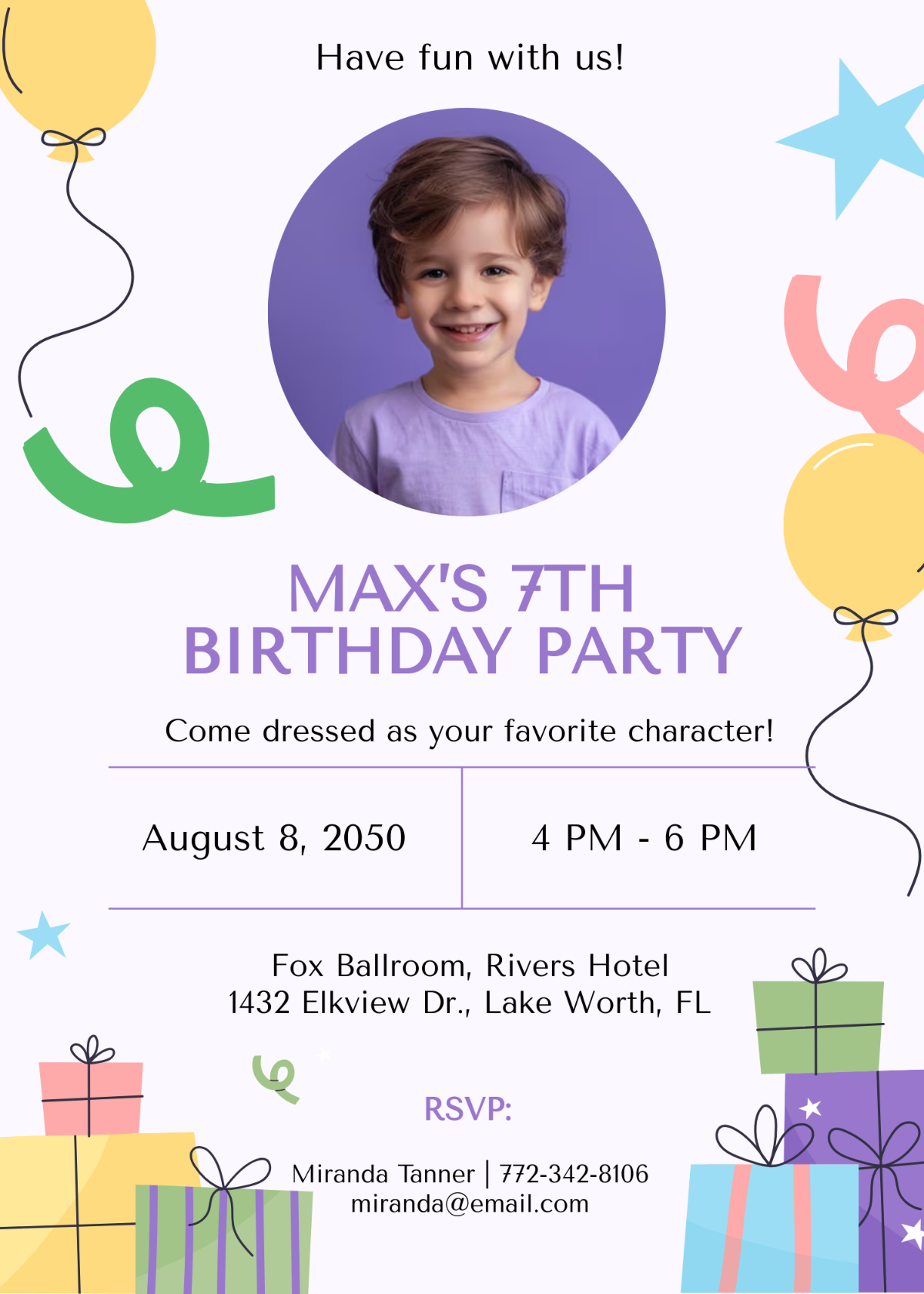 Free Kids Birthday Invitation Templates, Editable And Printable for Free Printable Birthday Invitation Maker
