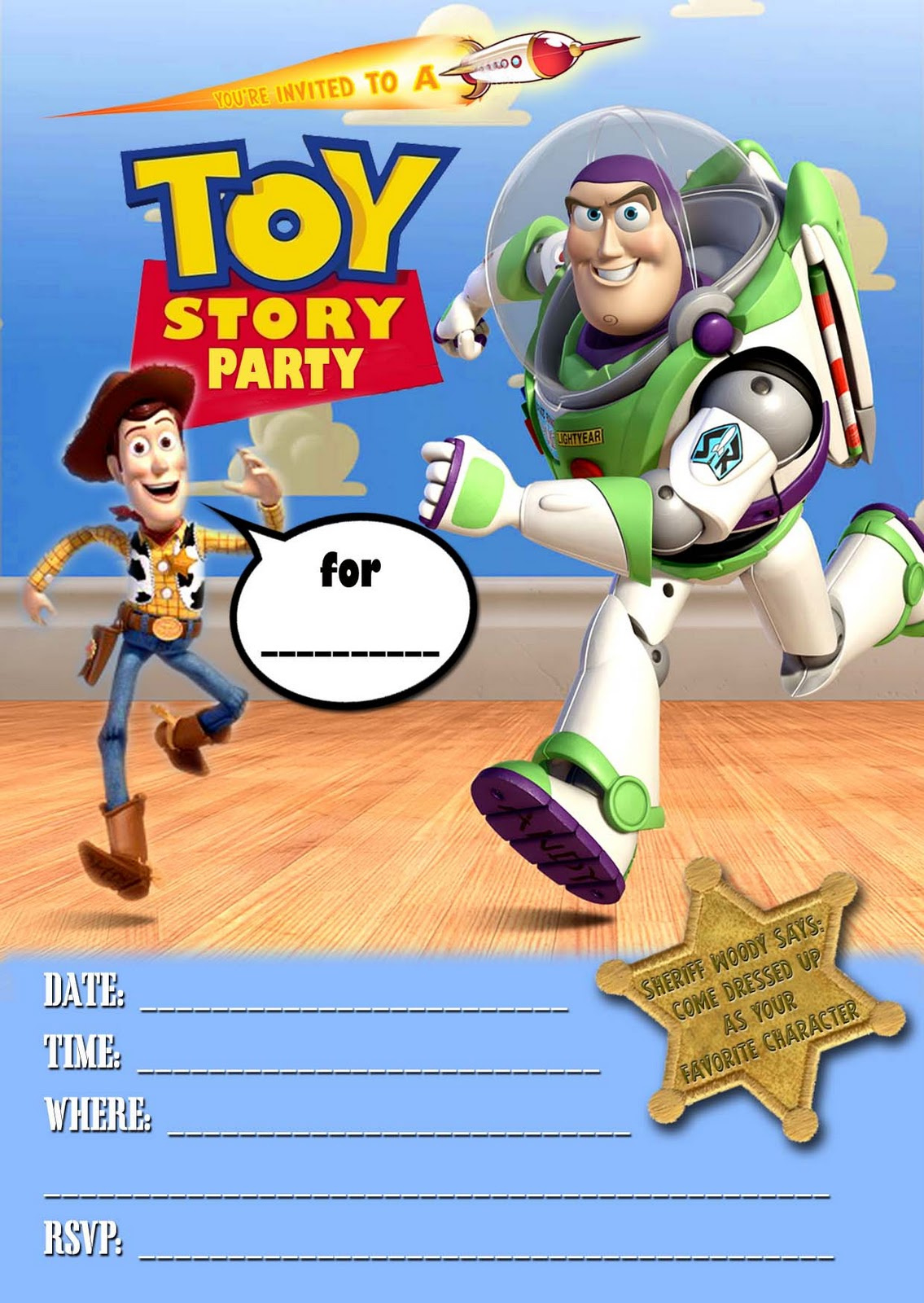 Free Kids Party Invitations: Toy Story Party Invitation with regard to Free Printable Blank Free Printable Toy Story Invitations