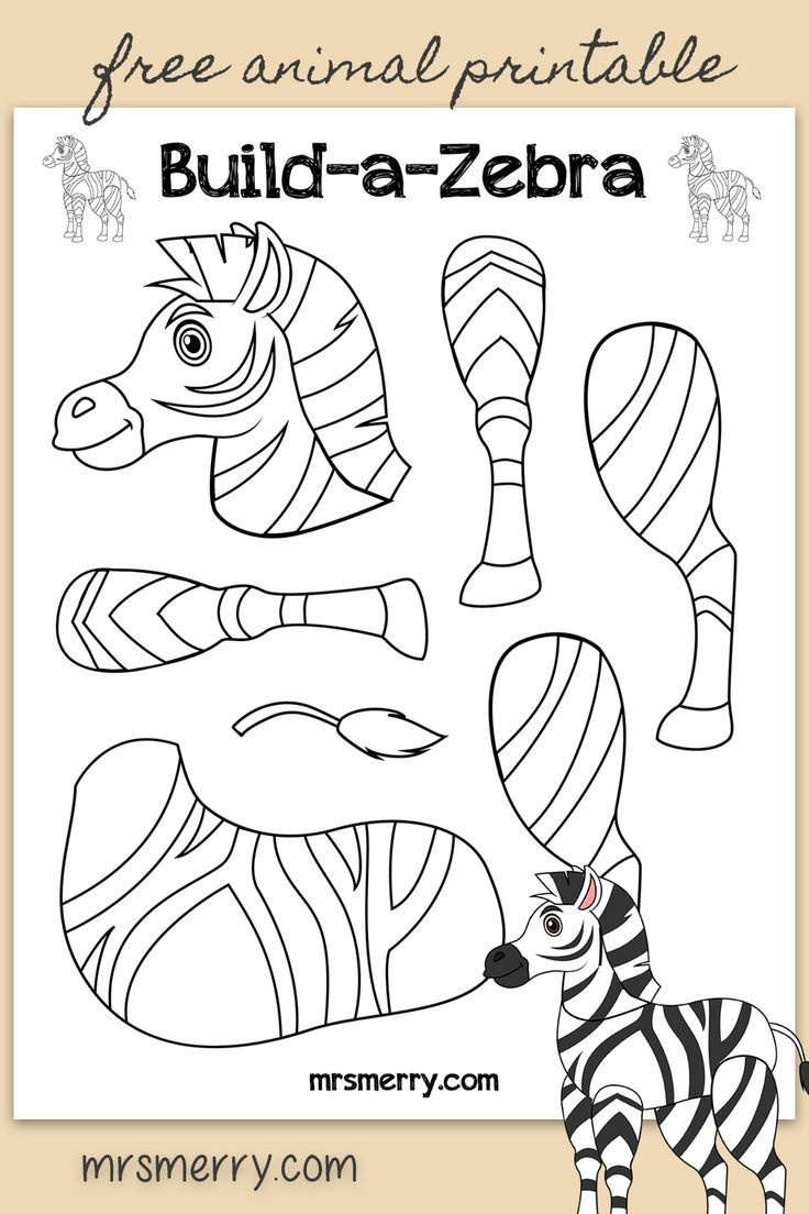 Free Kids Printable - Build A Zebra - Zoo Animal Crafts For Kids for Free Printable Build An Animal