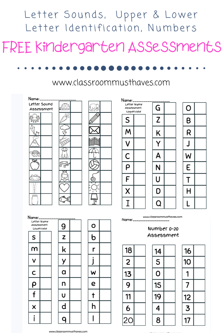 Free Kindergarten Assessments - Classroom Must Haves for Free Printable Assessments For Kindergarten