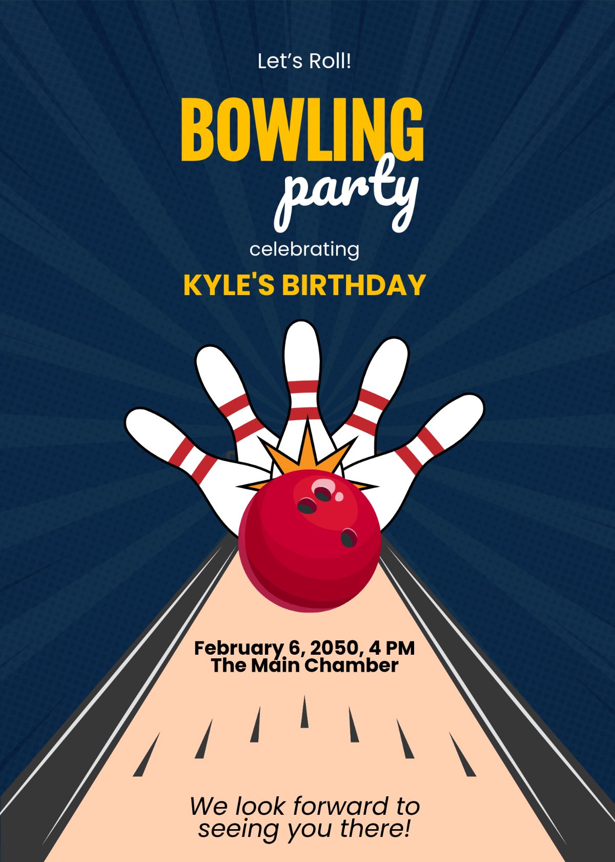 Free Let???S Roll Bowling Invitation Template To Edit Online for FREE Printable Bowling Birthday Invitations