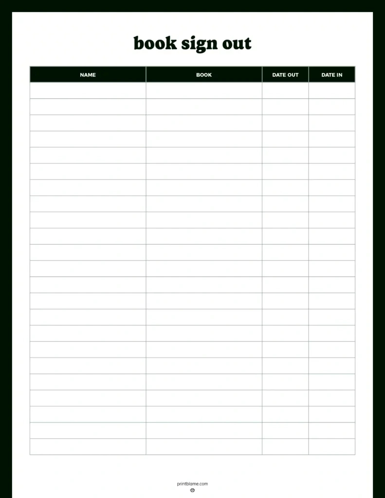 Free Library Sign Out Sheet - Book Check Out Forms - 16 Pdf&amp;#039;S inside FREE Printable Book Checkout Form
