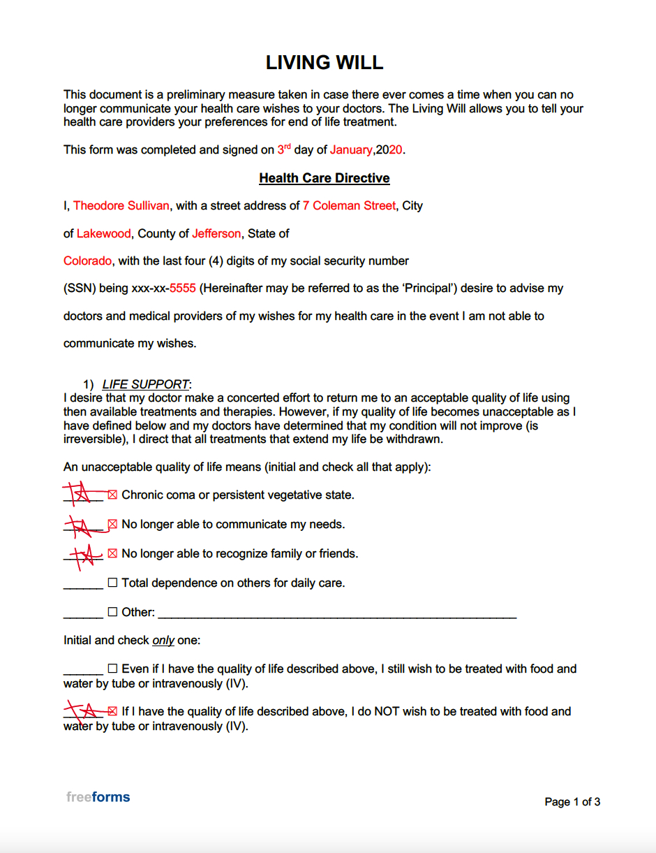 Free Living Will Forms | Pdf | Word intended for Free Printable Blank Living Will Forms