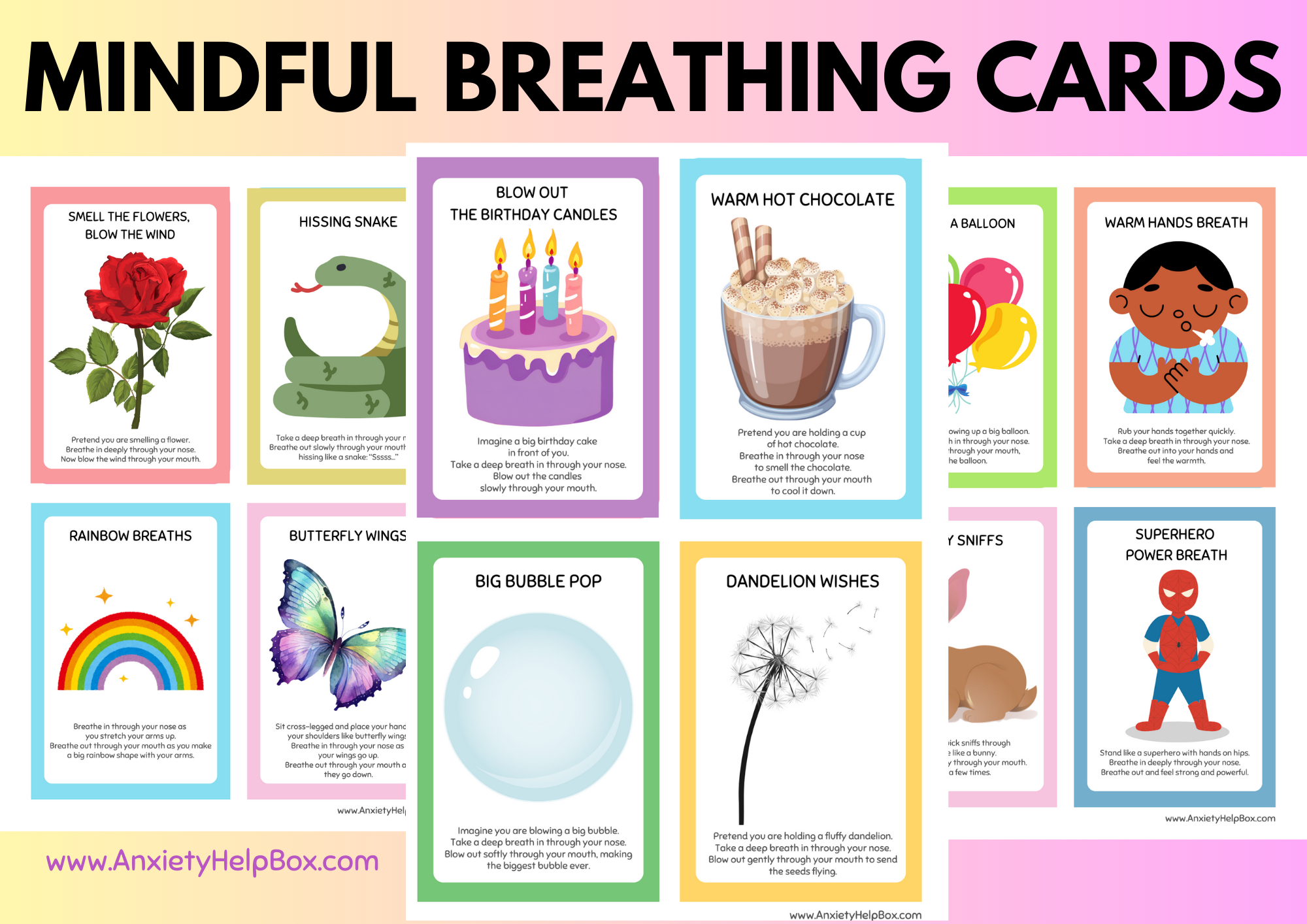 Free Mindful Breathing Cards For Children - Free Anxiety Tools And within Free Printable Breathing Exercise Cards For Adults