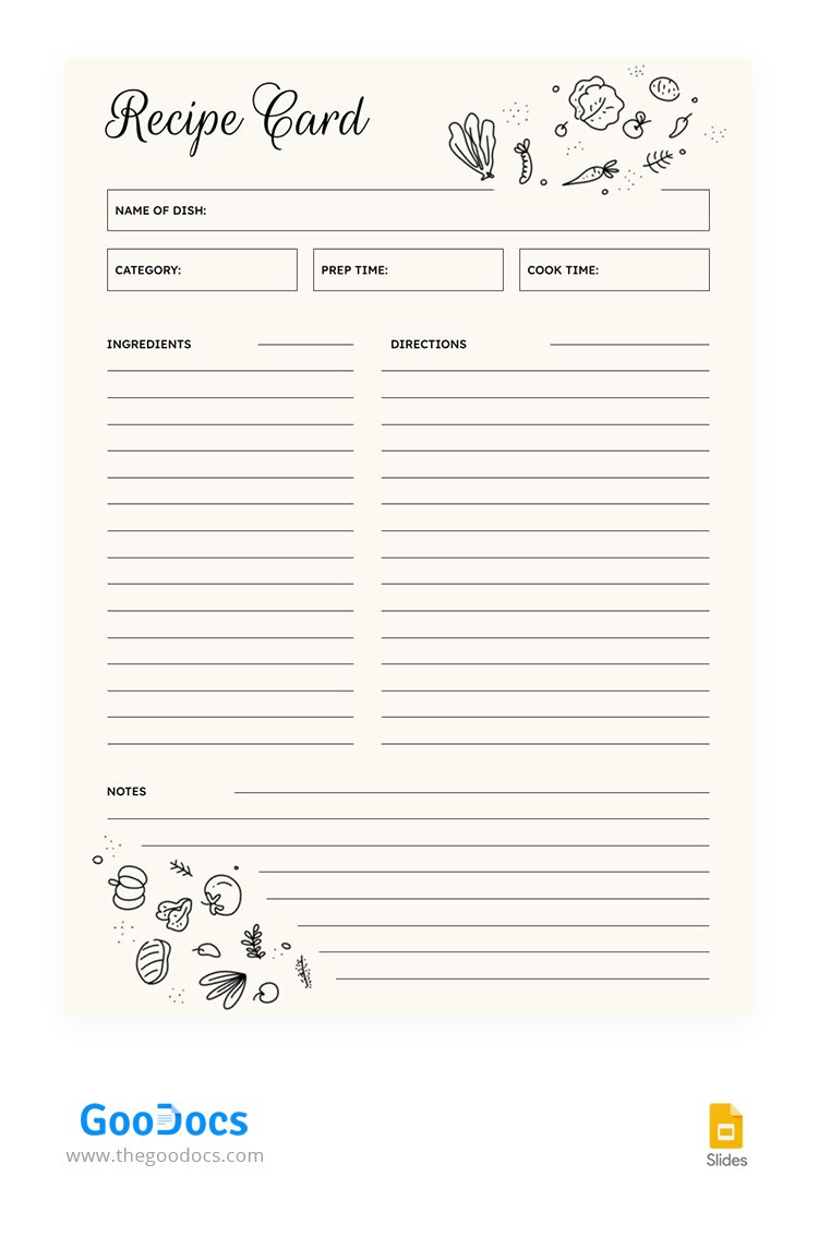 Free Minimalist Recipe Card Template In Google Slides And with Free Printable Blank Recipe Sheets