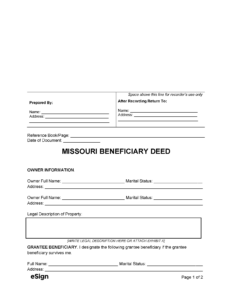 Free Missouri Beneficiary Deed Form | Pdf | Word pertaining to Free Printable Beneficiary Deed Missouri
