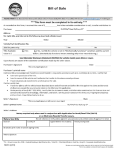 Free Montana Bill Of Sale Forms (4) - Pdf – Eforms inside FREE Printable Bill of Sale Montana