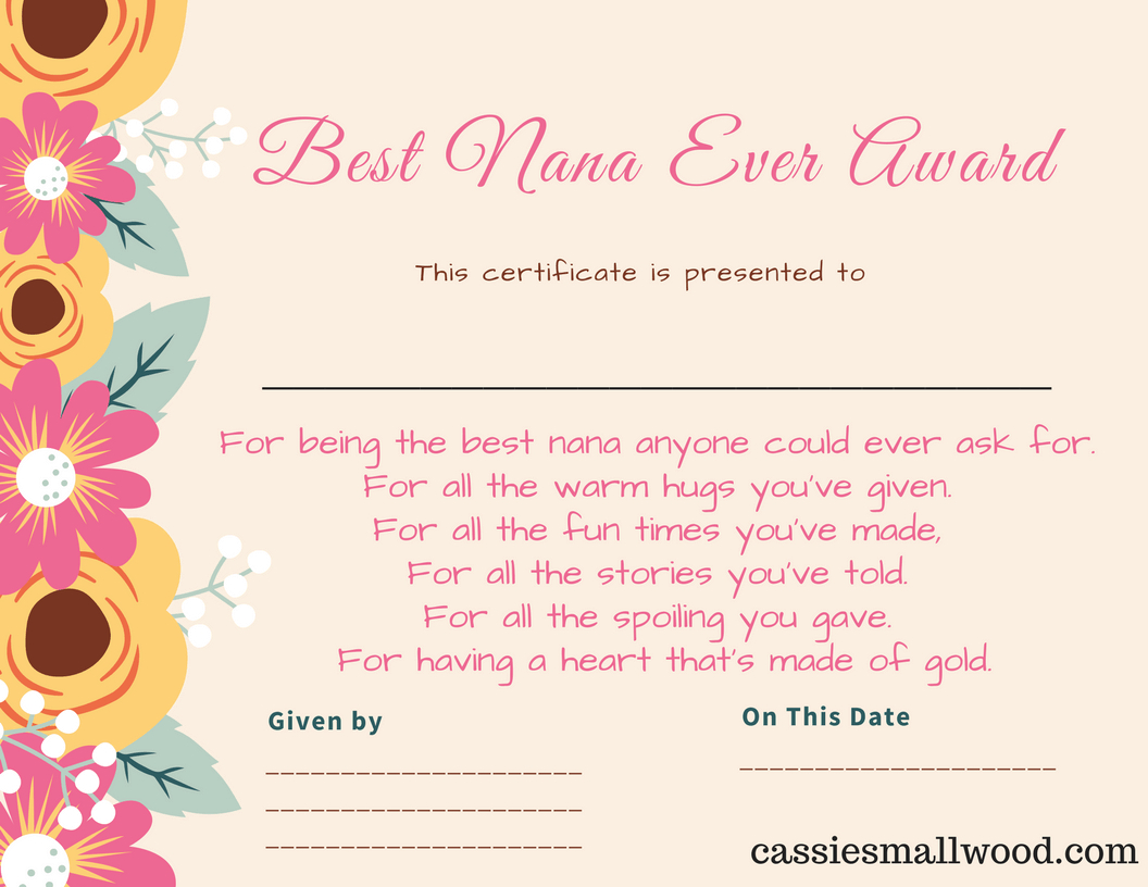 Free Mother&amp;#039;S Day Printable Certificate Awards For Mom And Grandma inside Free Printable Best Daughter Certificate