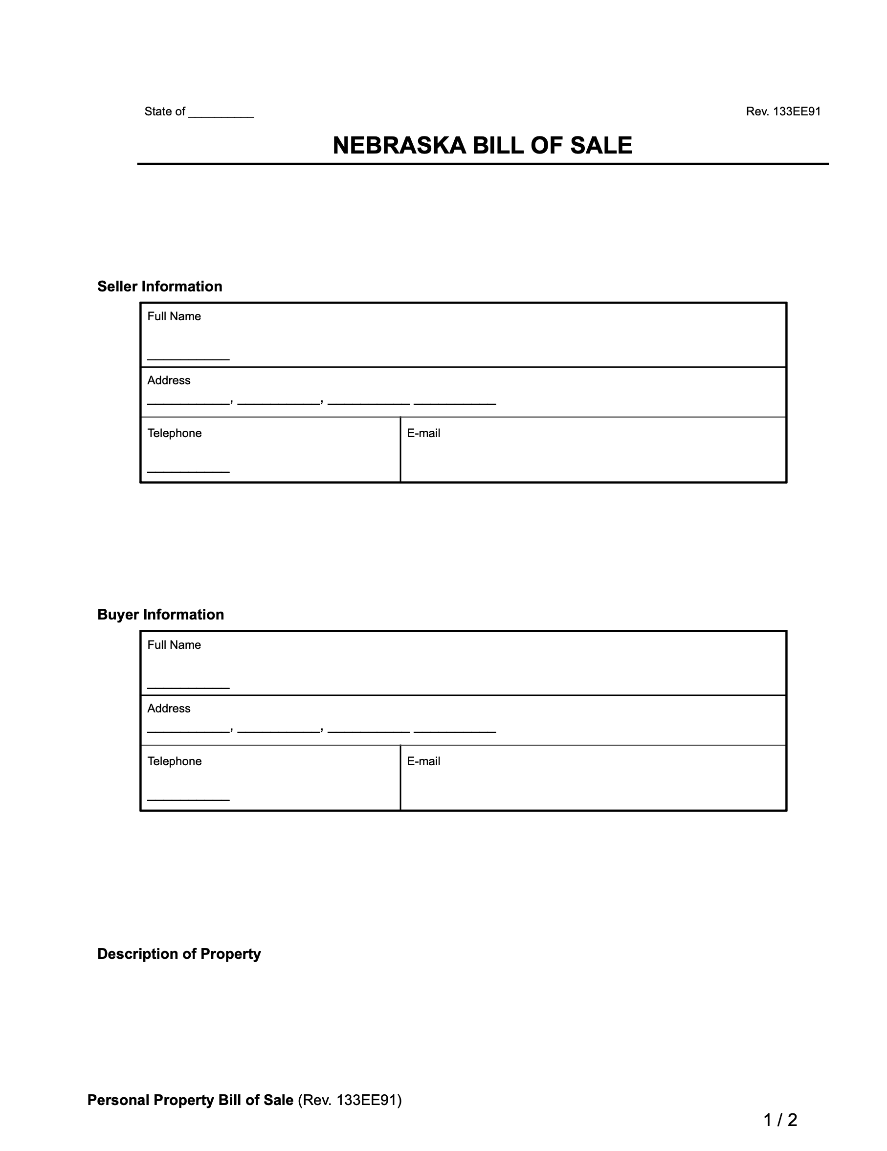Free Nebraska Bill Of Sale Forms - Pdf &amp;amp; Word | Legal Templates pertaining to FREE Printable Bill of Sale For Car Nebraska