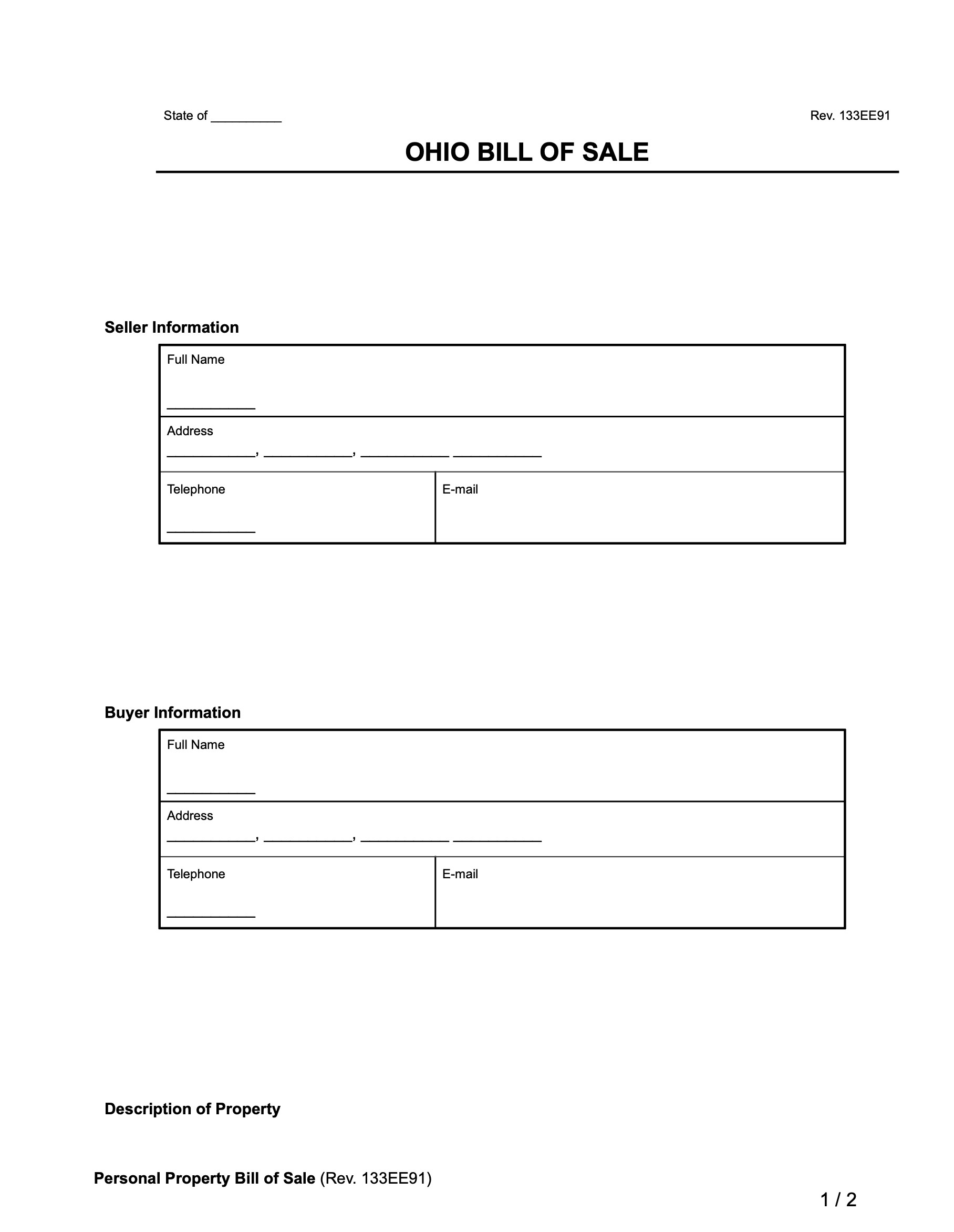 Free Ohio Bill Of Sale Forms | Pdf &amp;amp; Word inside Free Printable Bill Of Sale Ohio
