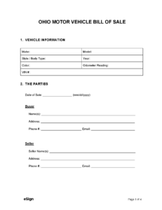 Free Ohio Motor Vehicle Bill Of Sale Form | Pdf | Word inside Free Printable Bill Of Sale Ohio