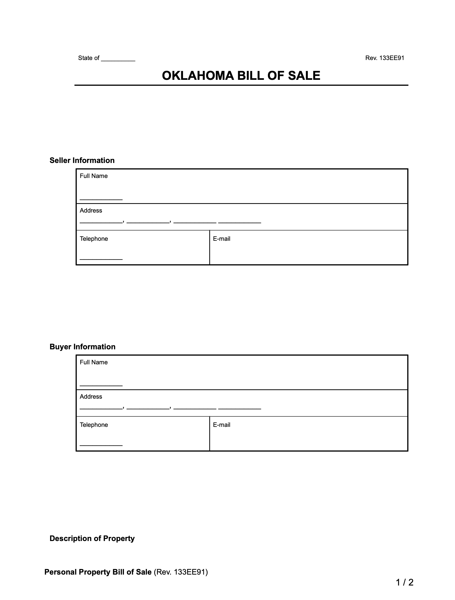 Free Oklahoma Bill Of Sale Forms | Pdf &amp;amp; Word with regard to FREE Printable Bill of Sale Oklahoma