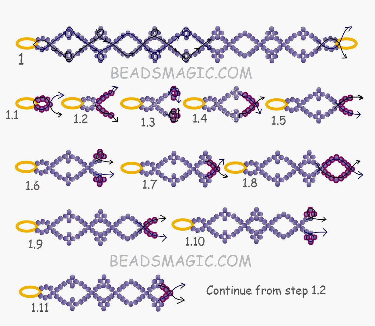 Free Pattern For Bracelet Azora | Beads Magic regarding Free Printable Beaded Bracelet Patterns