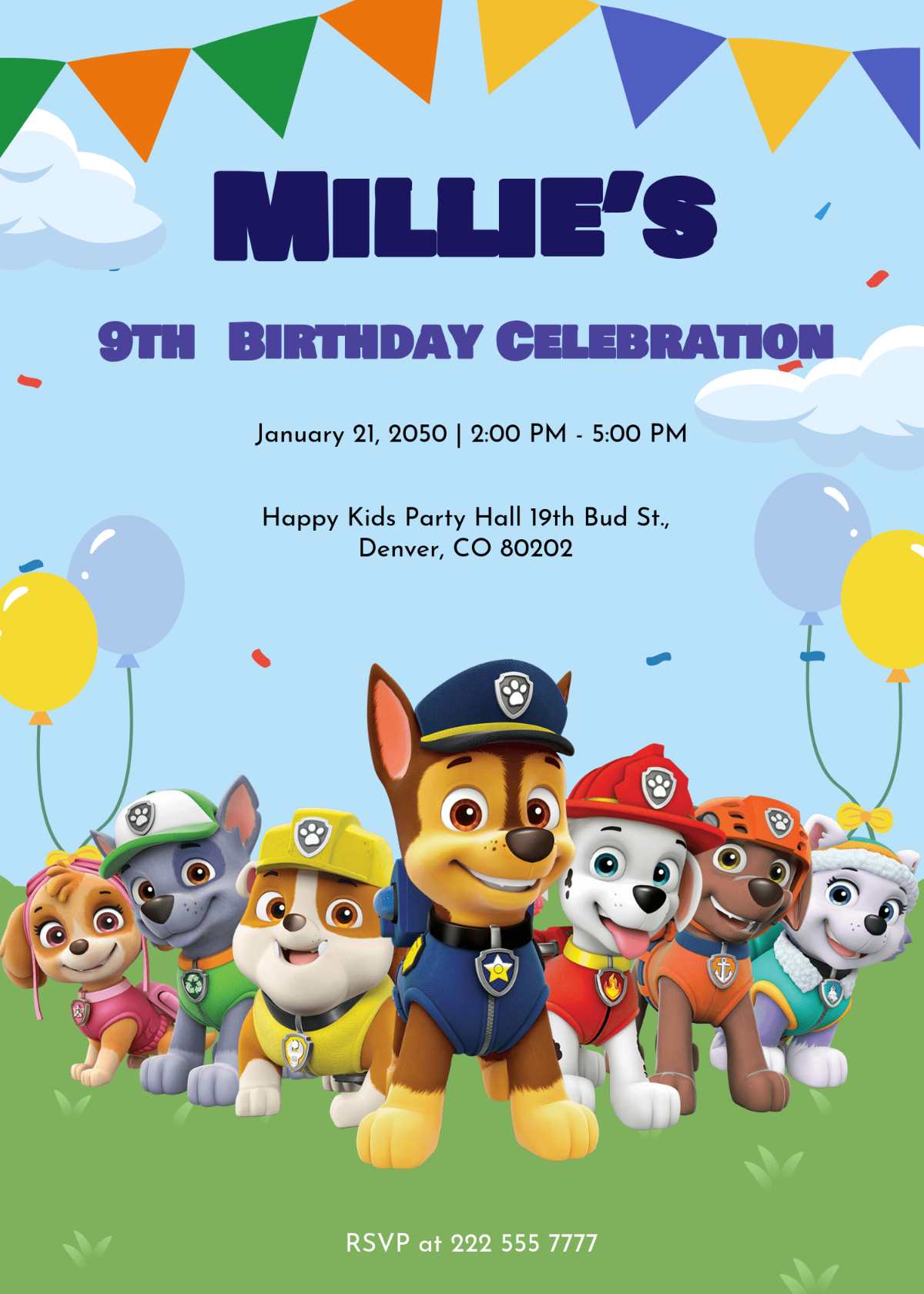 Free Paw Patrol Birthday Party Invitation Template To Edit Online pertaining to FREE Printable Birthday Invitations Paw Patrol