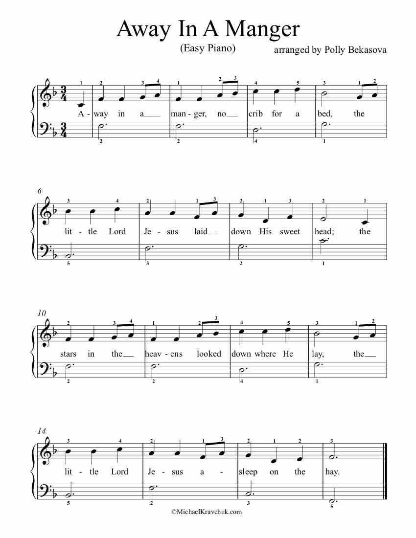 Free Piano Arrangement Sheet Music – Away In A Manger regarding FREE Printable Away In A Manger Piano Sheet Music