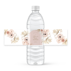 Free Pink Boho Floral Baby Shower Design For 8X2 Inch Water Bottle intended for FREE Printable Bridal Shower Water Bottle Labels