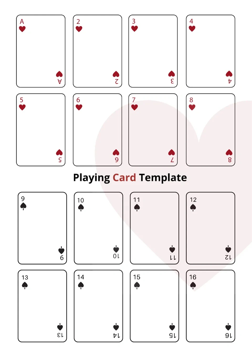 Free Playing Card Template For Google Docs for FREE Printable Blank Playing Cards Template