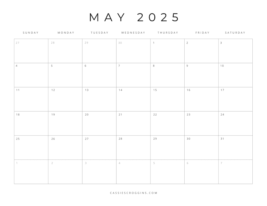 Free Printable 2025 Blank Calendar Templates (All 12 Months) within FREE Printable Blank Calendars 2025