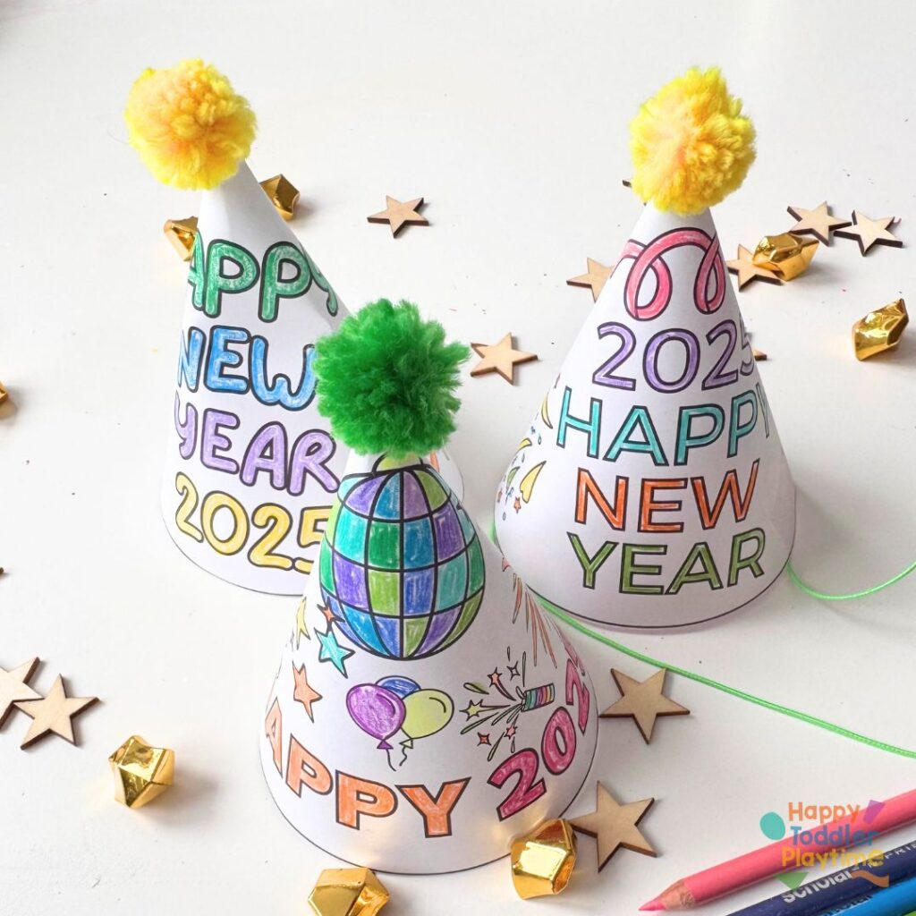 Free Printable 2025 New Year&amp;#039;S Eve Party Hat - Happy Toddler Playtime intended for FREE Printable Birthday Hat Template