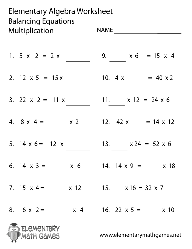 Free Printable Algebra Multiplication Worksheet throughout FREE Printable Basic Algebra Worksheets