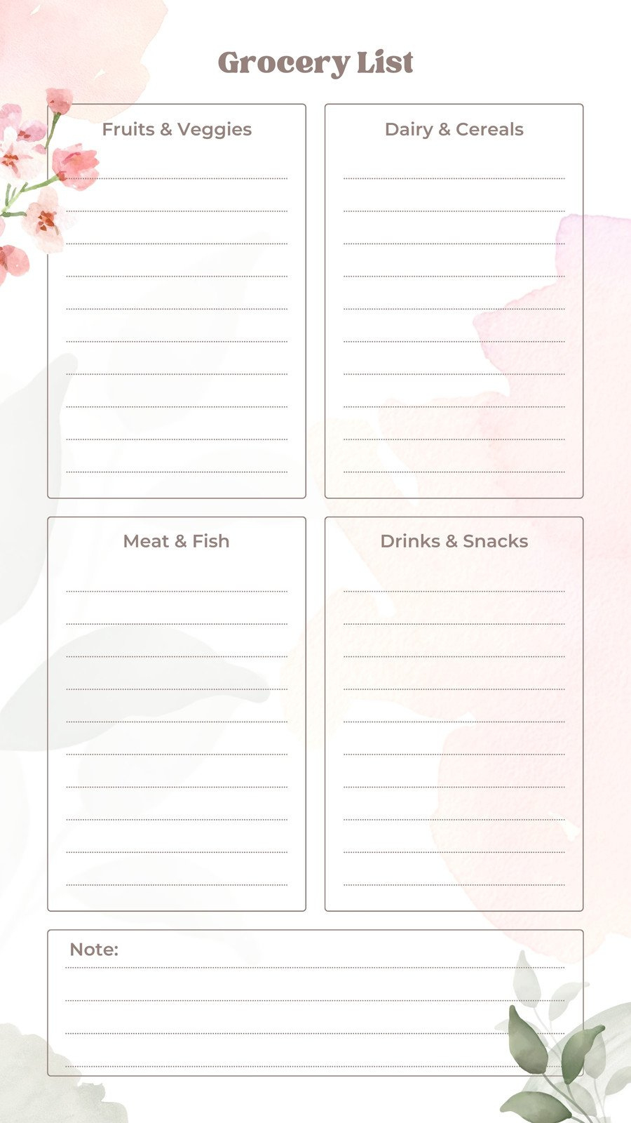 Free Printable And Customizable Grocery List Templates | Canva regarding Free Printable Blank Grocery Shopping List