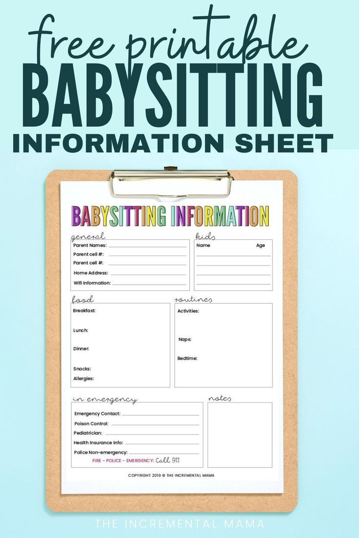 Free Printable Babysitting Information Sheet intended for Free Printable Babysitter Information Sheet