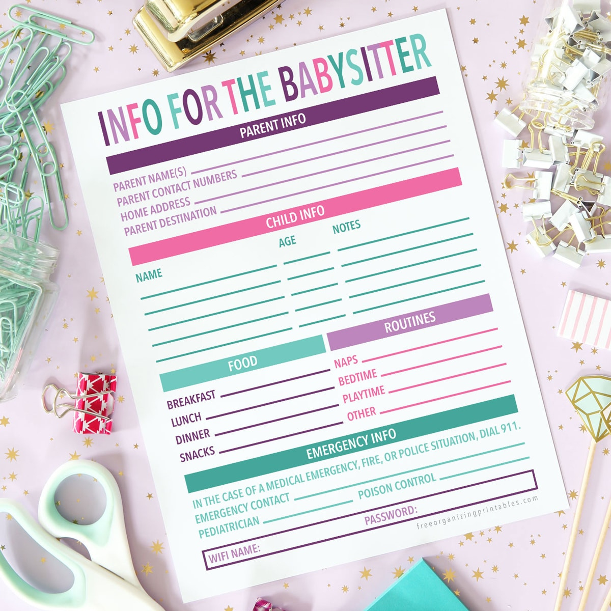 Free Printable Babysitting Information Sheet throughout FREE Printable Babysitter Information Babysitter Info Sheet