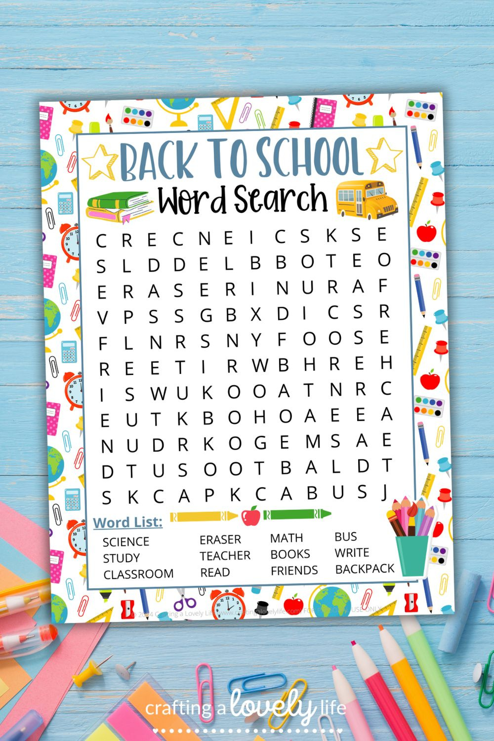Free Printable Back To School Word Search in Free Printable Back To School Word Search