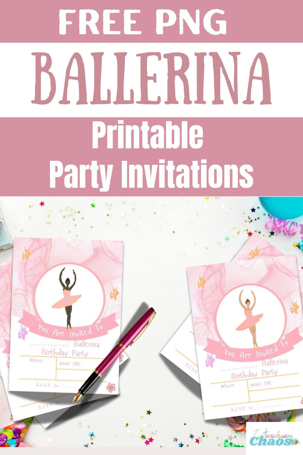 Free Printable Ballerina Birthday Party Invitation Template with Free Printable Ballerina Birthday Invitations